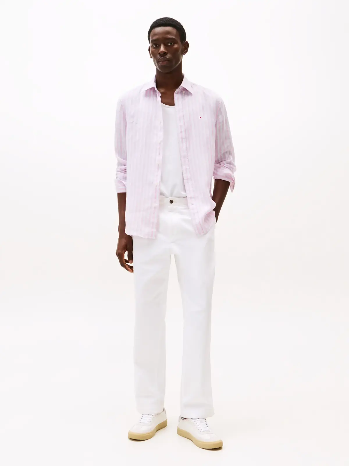 Tommy Hilfiger LINEN ESSENTIAL STRI, 0D1 Pembe Erkek Gömlek