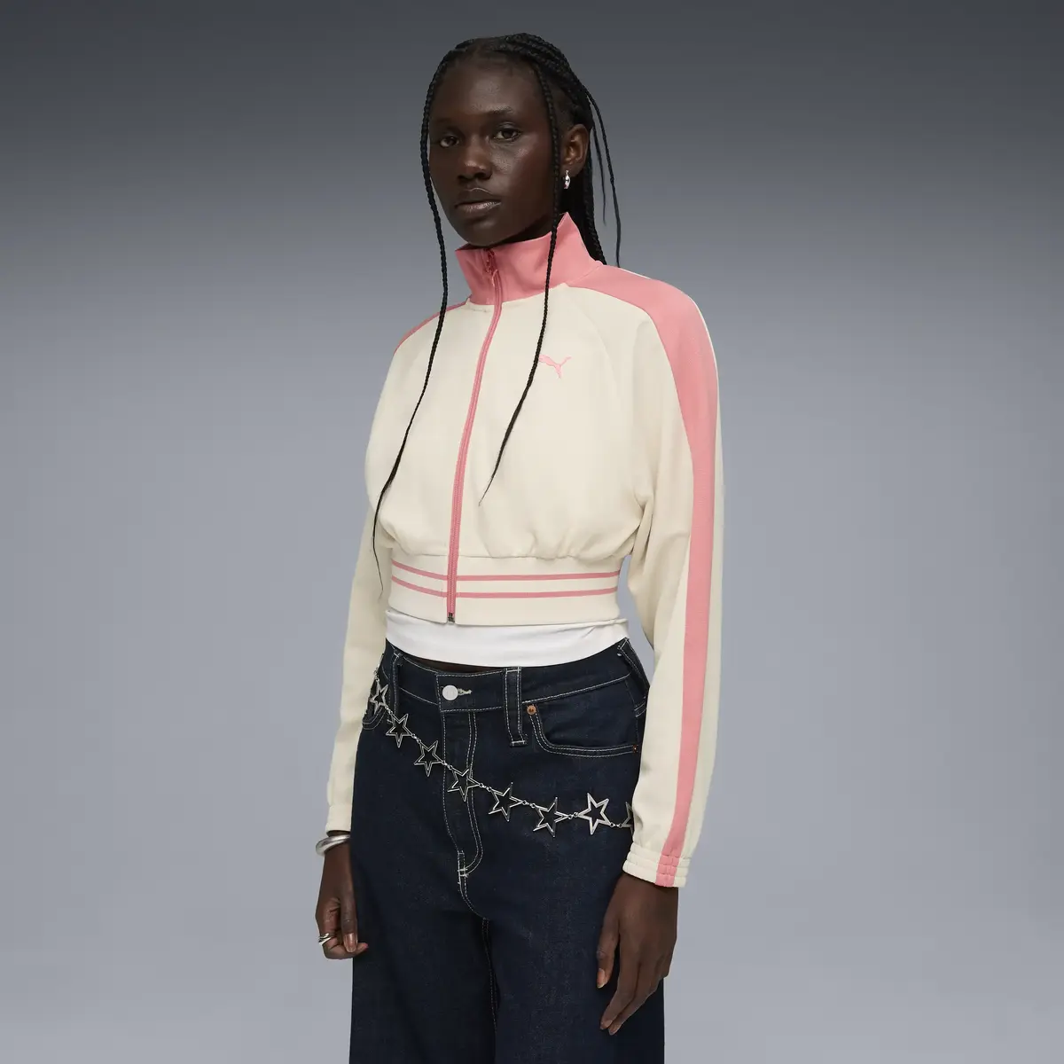 Puma T7 Pique Cropped Jacket Pembe Kadın Crop Ceket