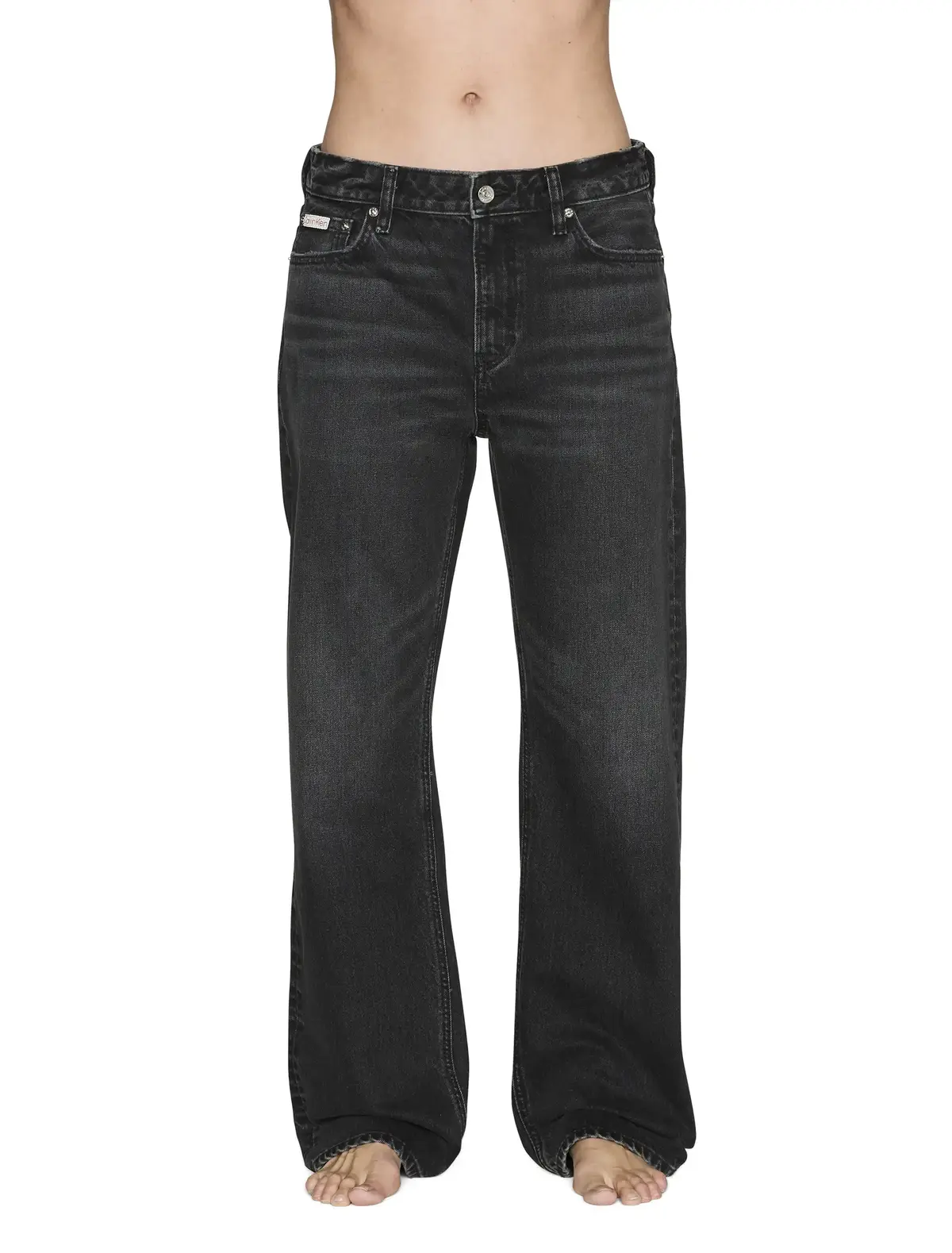 Calvin Klein SIGNATURE 90s STRAIGHT CK SANDED Kadın Siyah Kot Pantolon