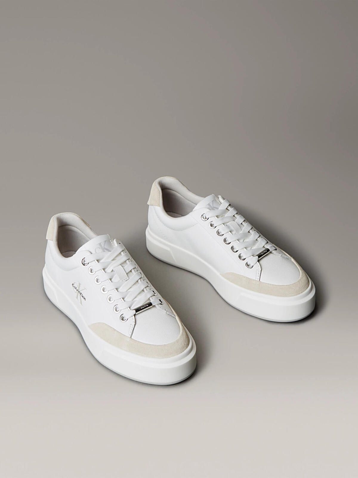 Calvin Klein BASKET CUPSOLE LACEUP LTH MIX Krem Kadın Sneaker