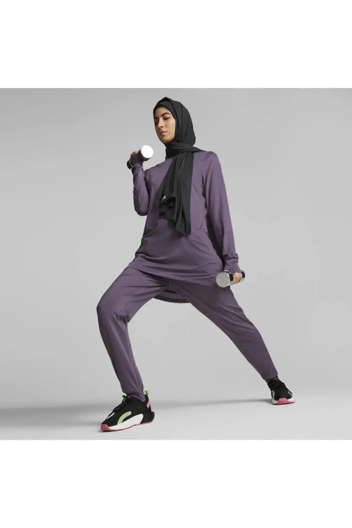 Puma Modest Activewear Long Sleeve Mor Kadın Koşu Ve Performans T-Shirt