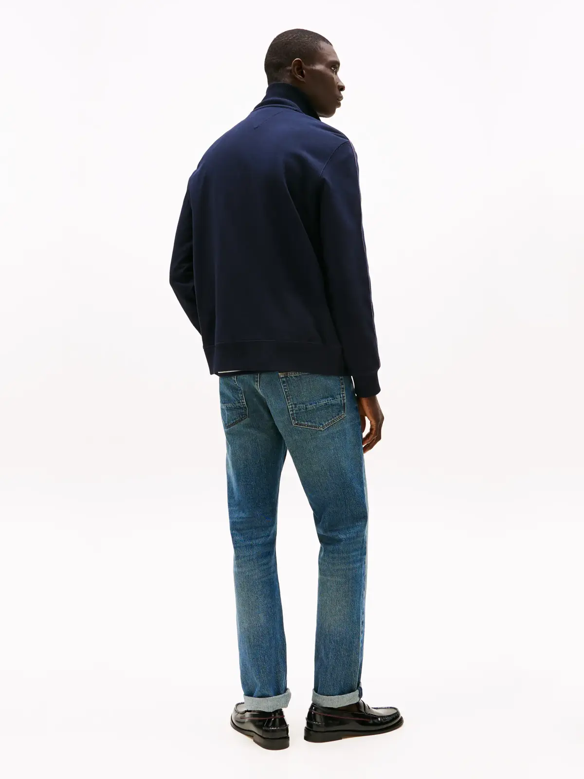 Tommy Hilfiger GLOBAL STRIPE ZT STA Erkek Lacivert Fermuarlı Ceket