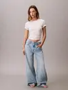 Calvin Klein SS DBL MERC AOP CLAS, XE5 Bej Kadın T-Shirt