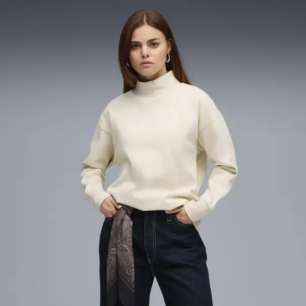 Puma HER Relaxed Crew FL Krem Kadın Sweatshirt