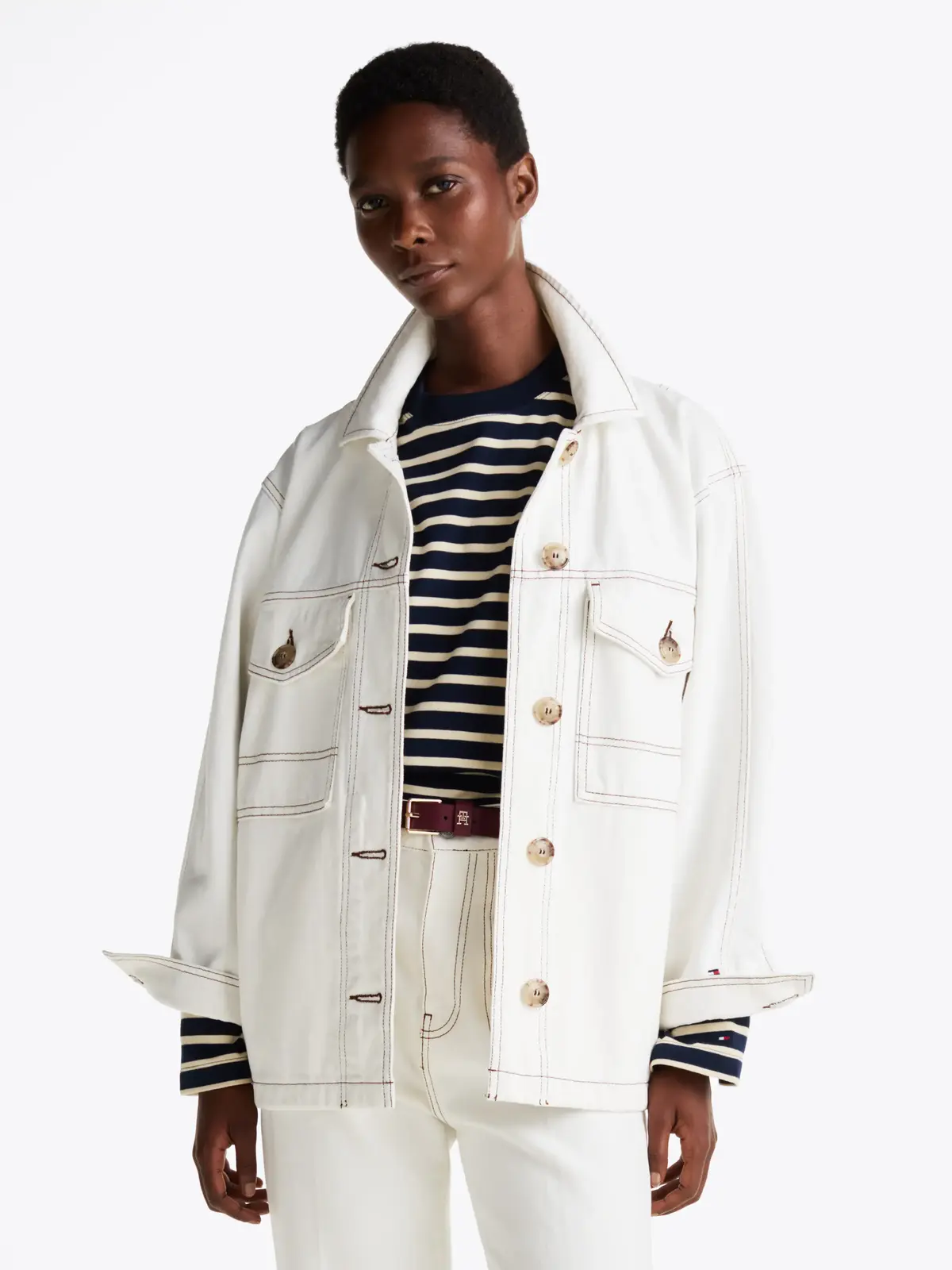 Tommy Hilfiger DNM OVERSIZED UTILIT, YBL Beyaz Kadın Gömlek
