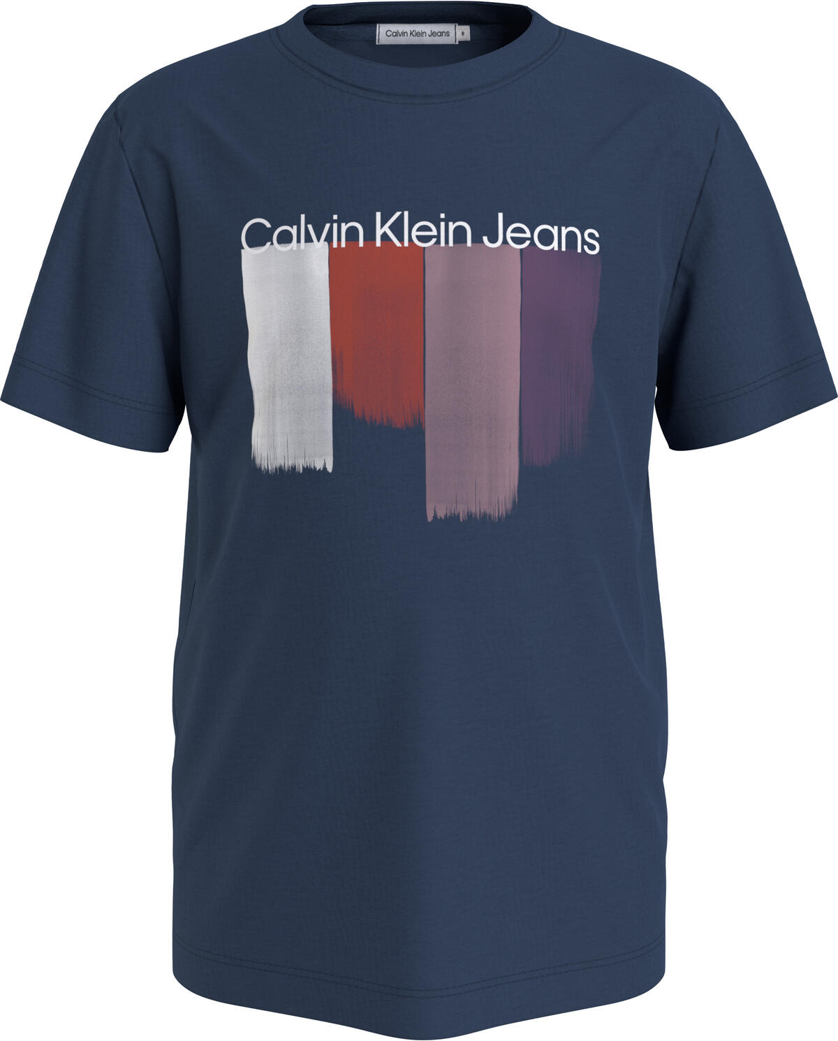 Calvin Klein PLACED BRUSHSTROKES Erkek Mavi T-Shirt