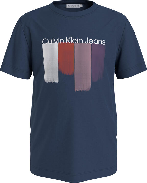 Calvin Klein PLACED BRUSHSTROKES Erkek Mavi T-Shirt