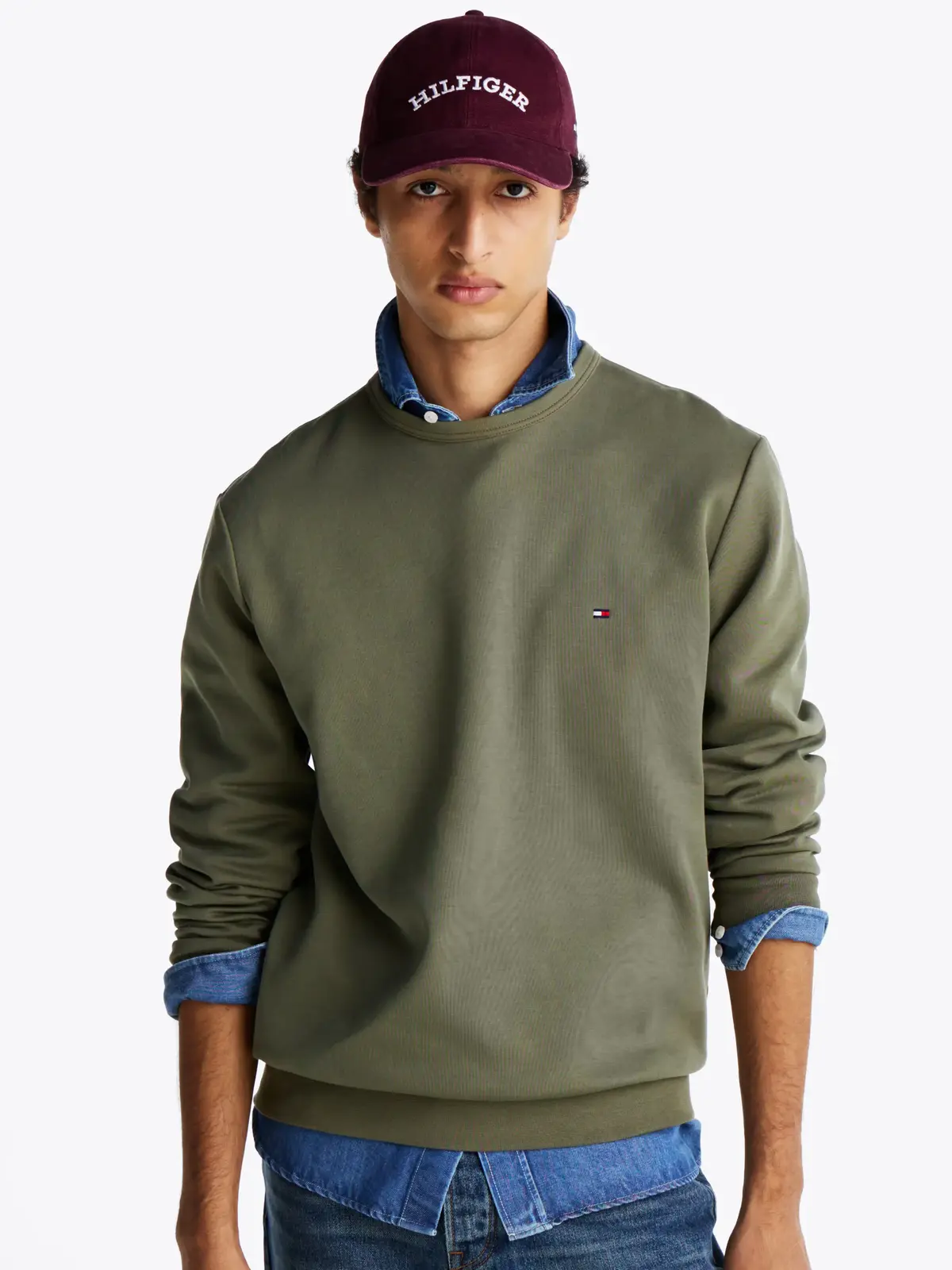 Tommy Hilfiger ESSENTIAL INTECHNO C, PLI Yeşil Erkek Sweatshirt