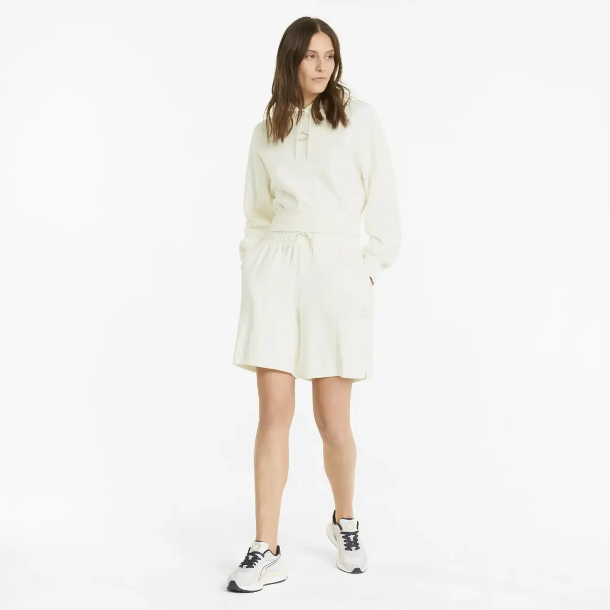 Puma Classics Crop Hoodie TR Bej Kadın Sweatshirt