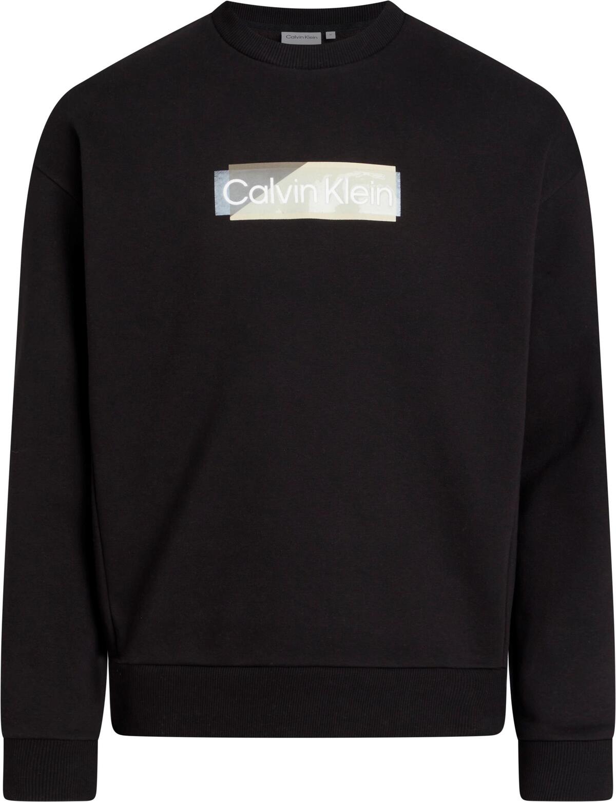 Calvin Klein LAYERED GEL LOGO SWE Erkek Siyah Sweatshirt