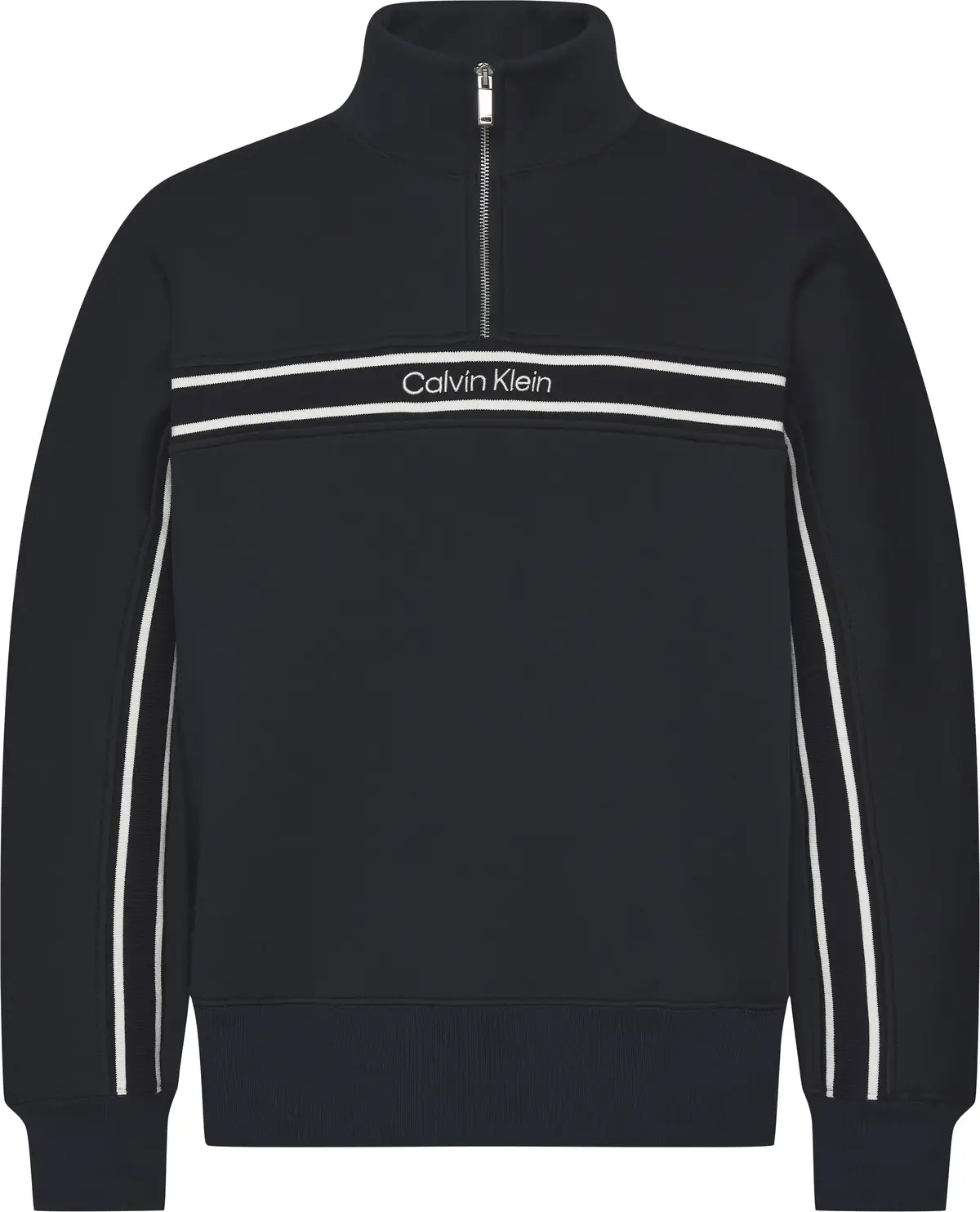 Calvin Klein LS COTTON SPACER STRIPE RIB QTR Erkek Siyah Sweatshirt