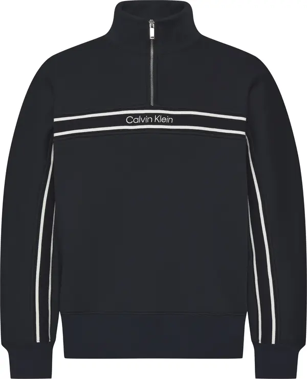 Calvin Klein LS COTTON SPACER STRIPE RIB QTR Erkek Siyah Sweatshirt