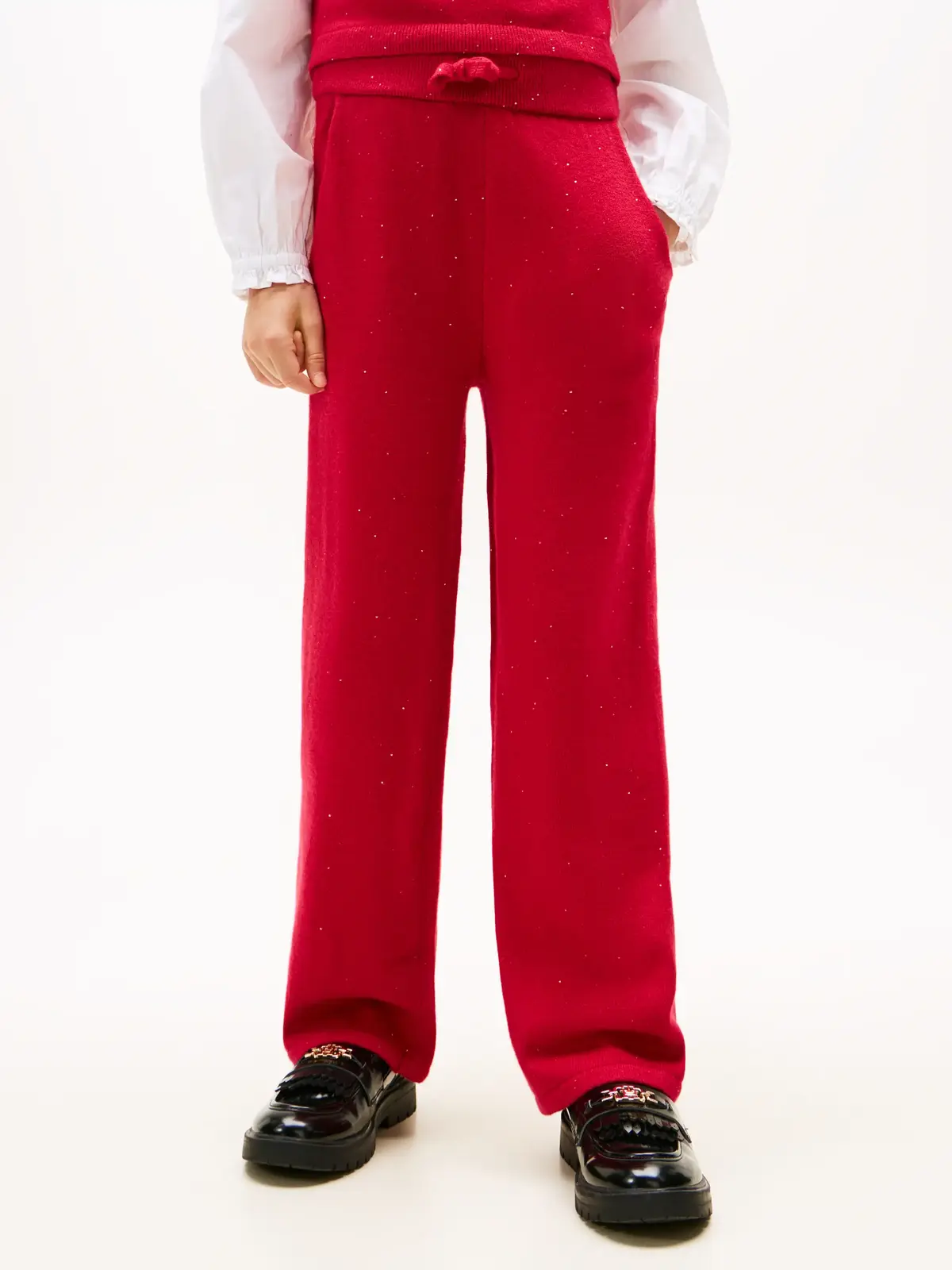 Tommy Hilfiger Sequin Wide Leg Drawstring Trousers Kırmızı Kız Çocuk Pantolon