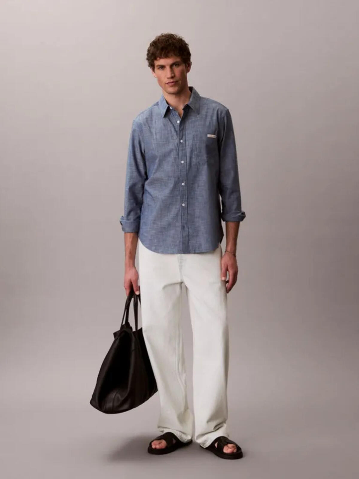 Calvin Klein LS CHAMBRAY CLASSIC, C32, S Mavi Erkek Gömlek