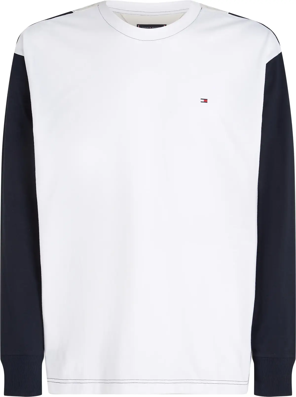 Tommy Hilfiger BACK FLAG LS TEE Erkek Beyaz Sweatshirt