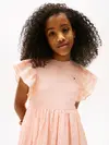 Tommy Hilfiger TEXTURED COTTON DRES, TKZ Pembe Kız Çocuk Elbise-Etek