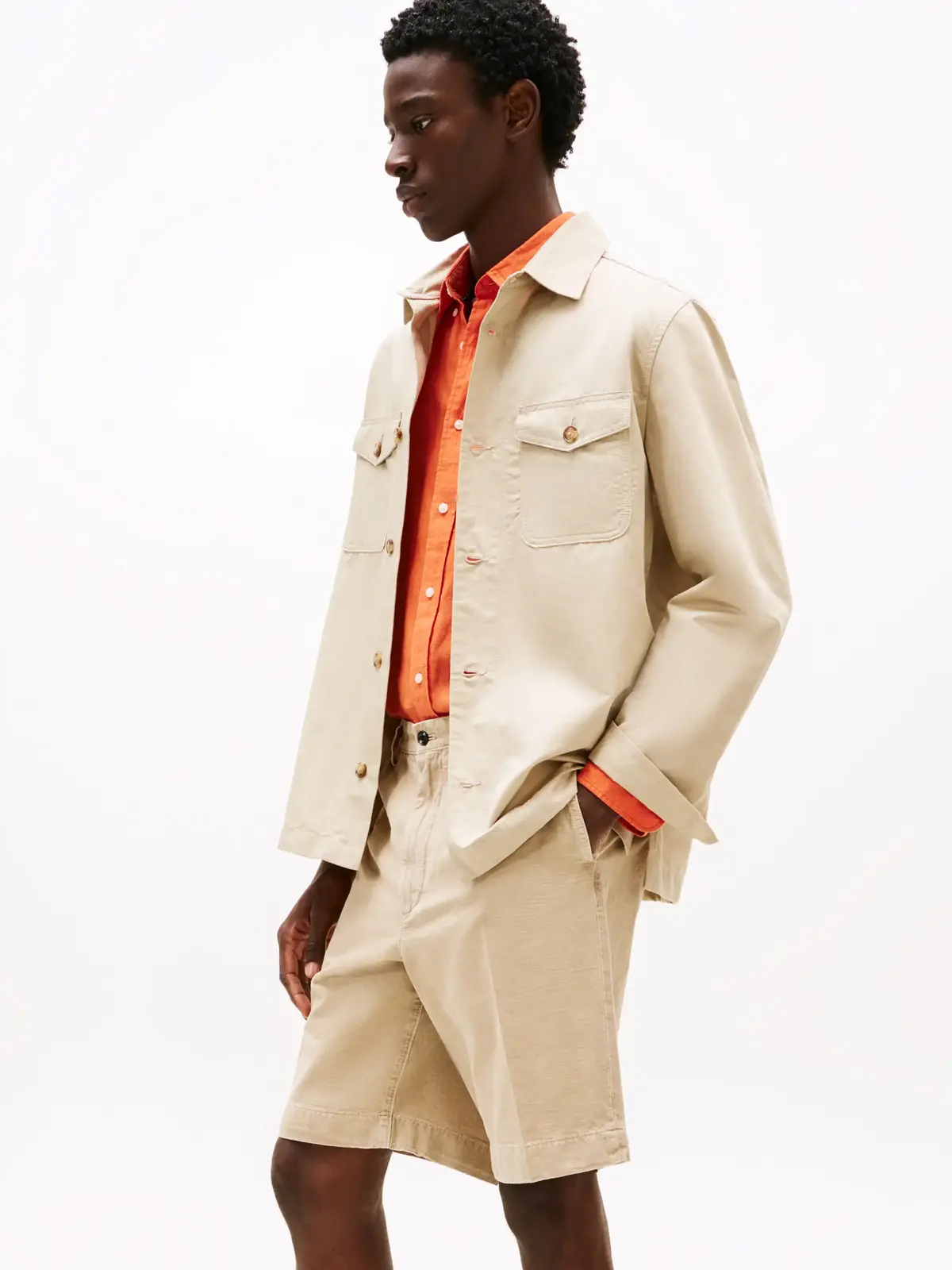 Tommy Hilfiger DC PERFORMANCE LI SH, RBT Bej Erkek Gömlek