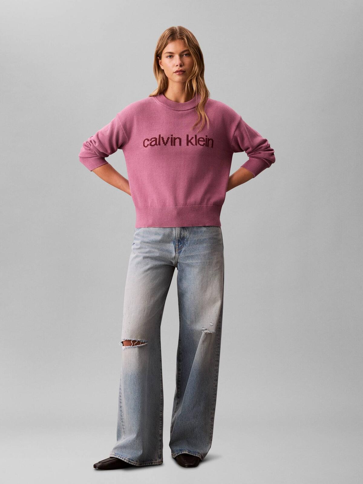 Calvin Klein Cotton Graphic Pullover Kırmızı Kadın Sweatshirt