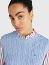Tommy Hilfiger CABLE C-NK VEST Kadın Mavi Kazak