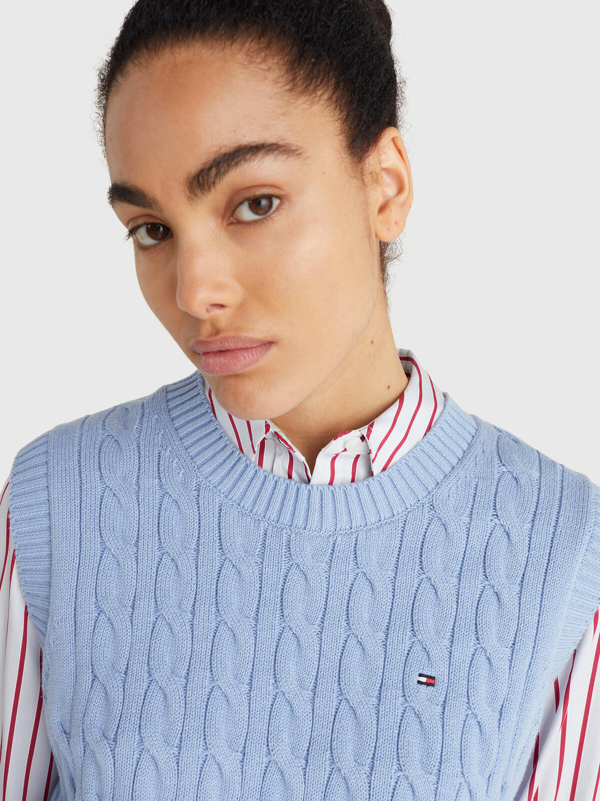 Tommy Hilfiger CABLE C-NK VEST Kadın Mavi Kazak