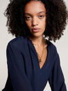 Tommy Hilfiger VISCOSE CREPE V-NECK Kadın Siyah Gömlek