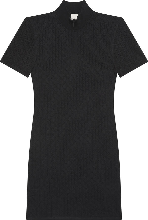 Calvin Klein Sporty 1/4 Zip Mini Sweater Dres Siyah Kadın Elbise
