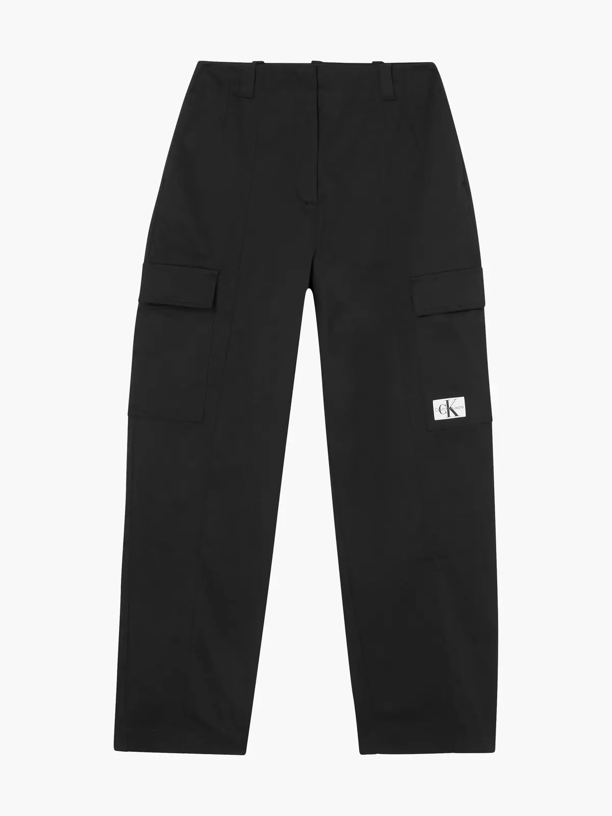 Calvin Klein BADGE HR STRAIGHT LE Kadın Siyah Kargo Pantolonu