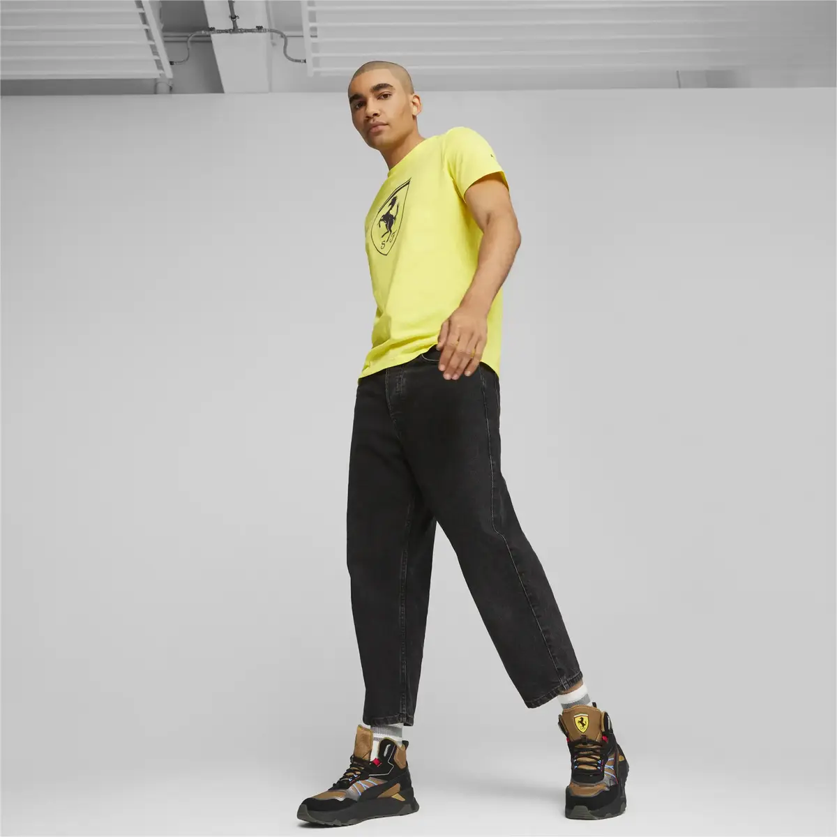 Puma Ferrari Race tnl Bg Shld Tee Sarı Erkek T-Shirt