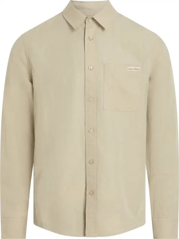 Calvin Klein LINEN COTTON SHIRT, PF0 Bej Erkek Gömlek