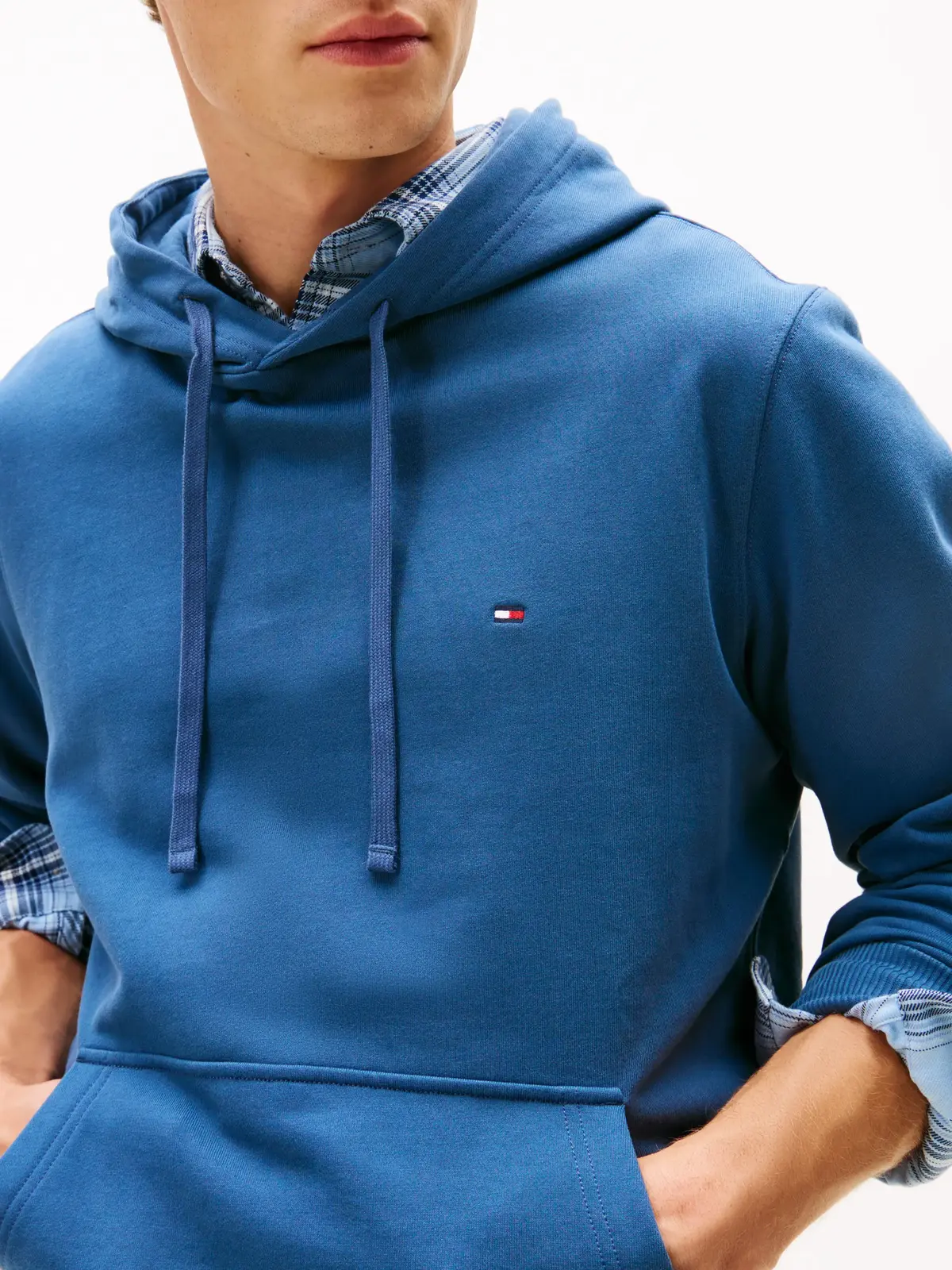 Tommy Hilfiger ESSENTIAL TERRY HOOD Erkek Turkuaz  Sweatshirt