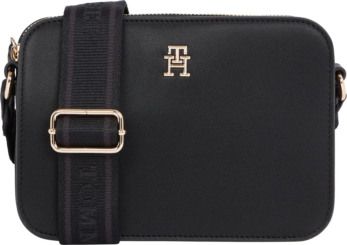 Tommy Hilfiger TH LOGOTAPE CAMERA B, BDS Siyah Kadın Çanta & Cüzdan