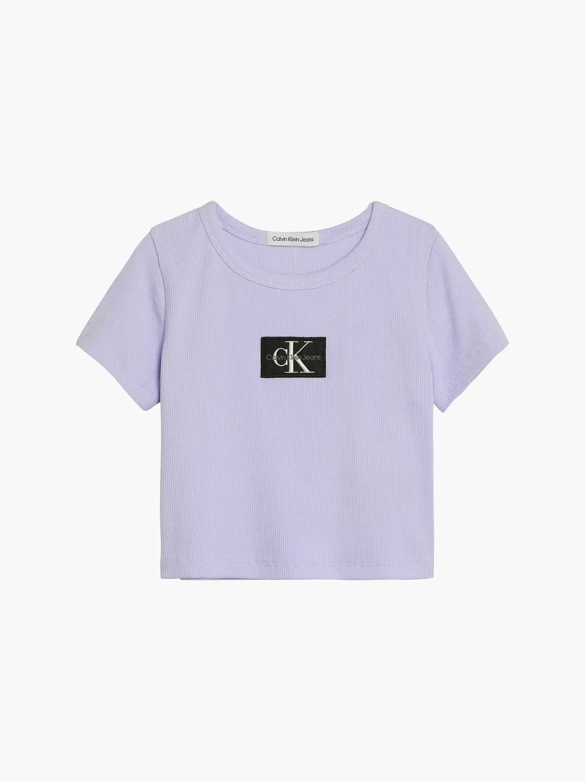 Calvin Klein MONOGRAM BADGE RIB T Kadın Lila T-Shirt