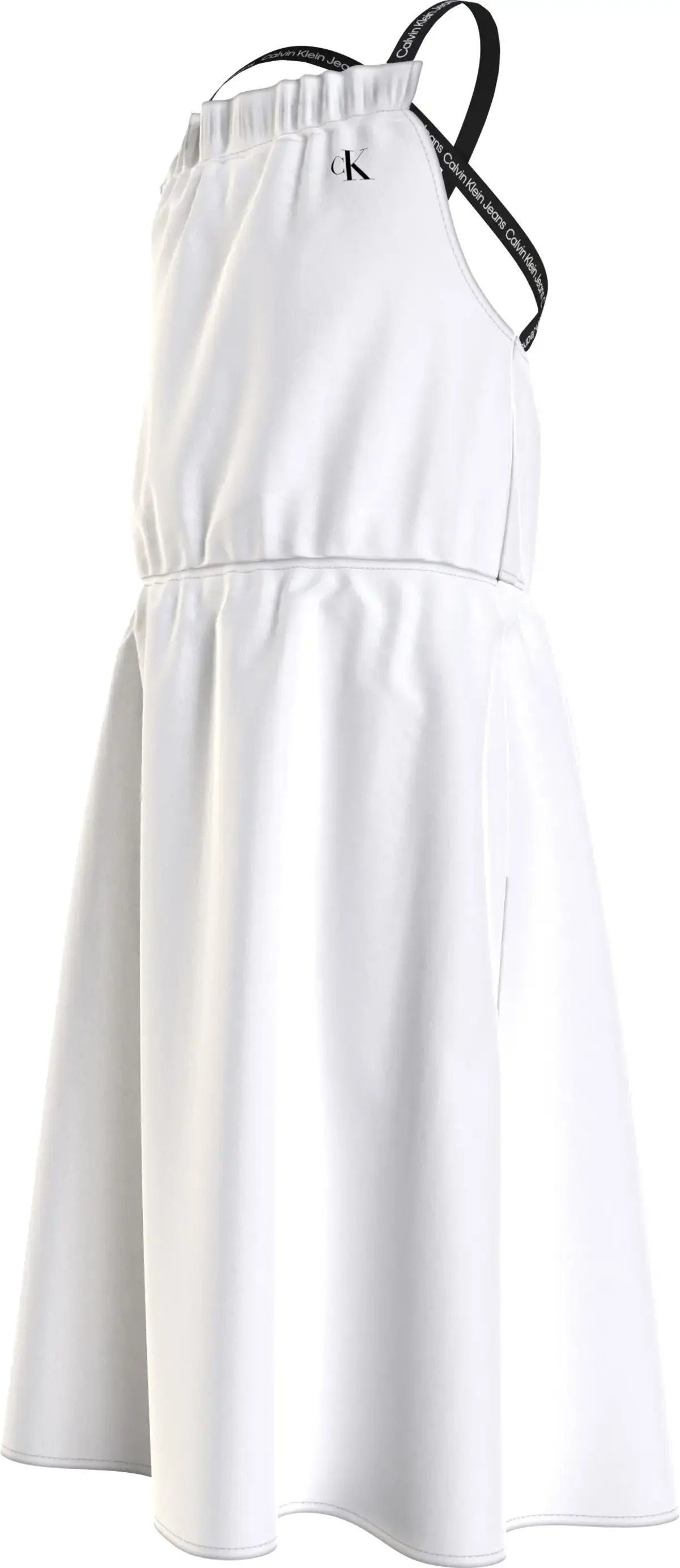 Calvin Klein LOGO TAPE STRAP MIDI Kadın Beyaz Elbise
