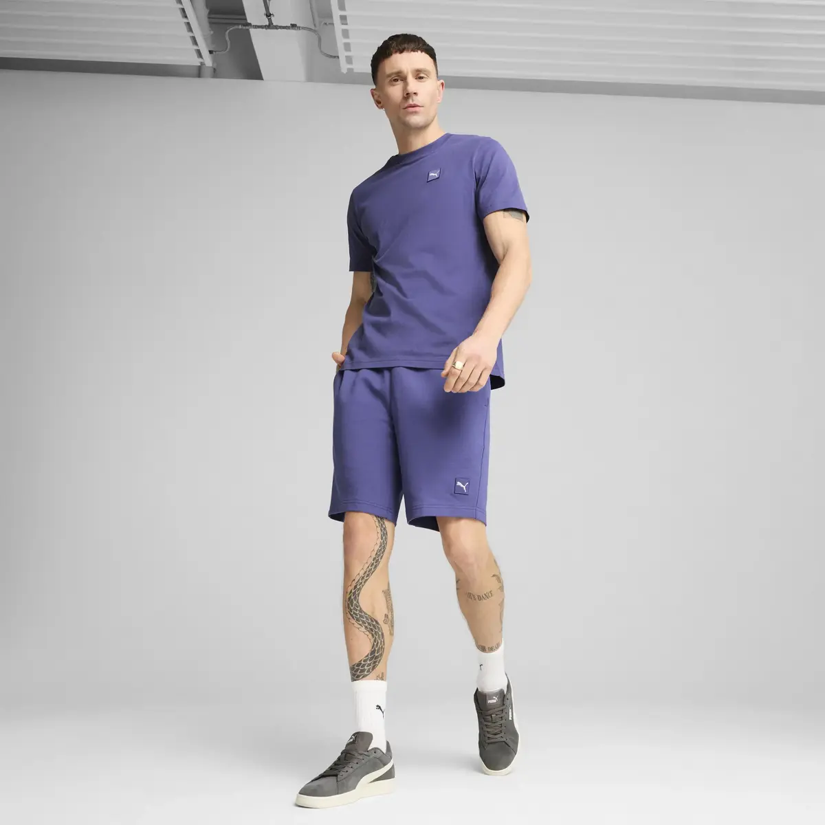 PUMA ESS ELEVATED Tee Mavi Erkek T-Shirt