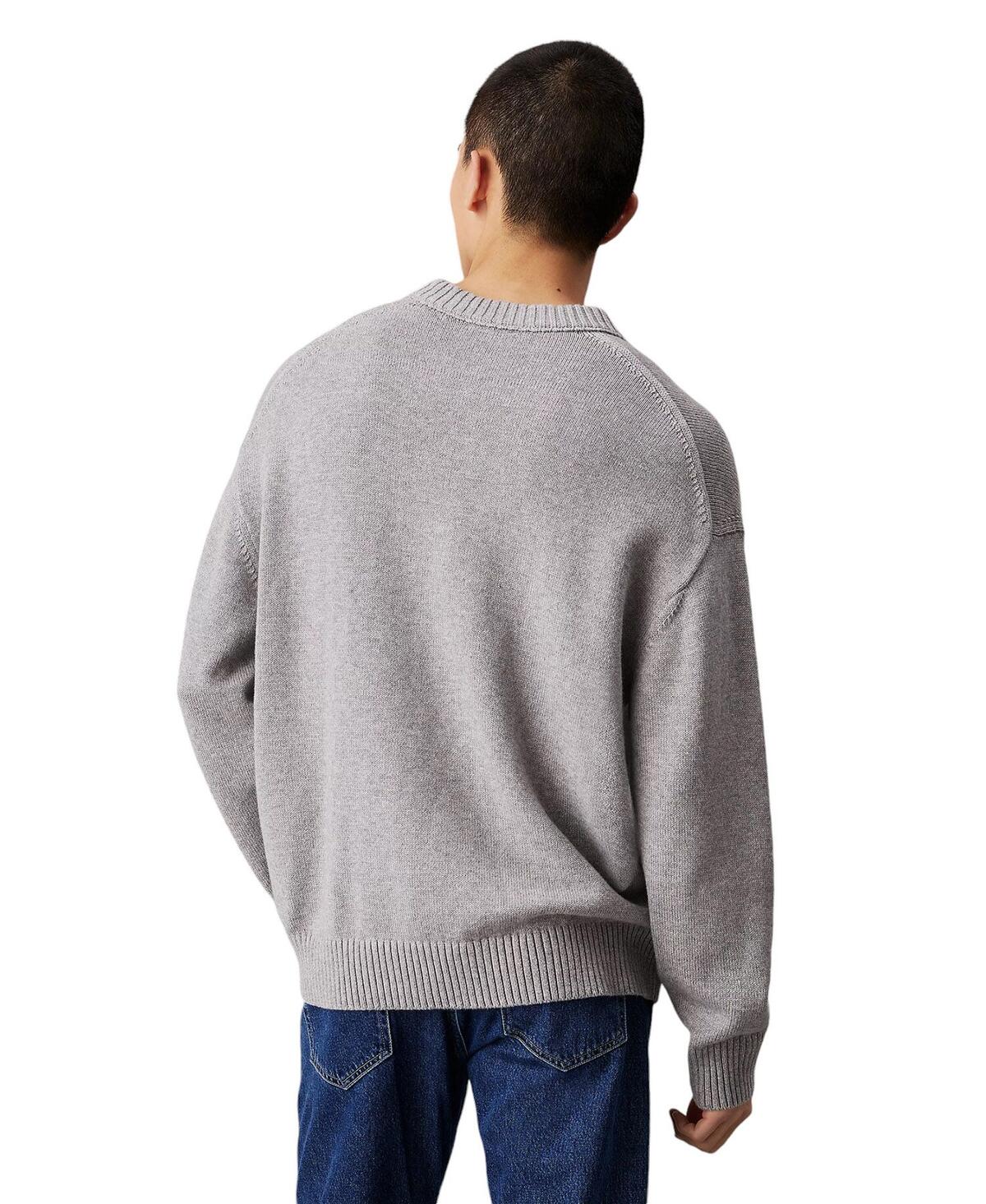 Calvin Klein COTTON WOOL CREW NEC, P41 Gri Erkek Kazak