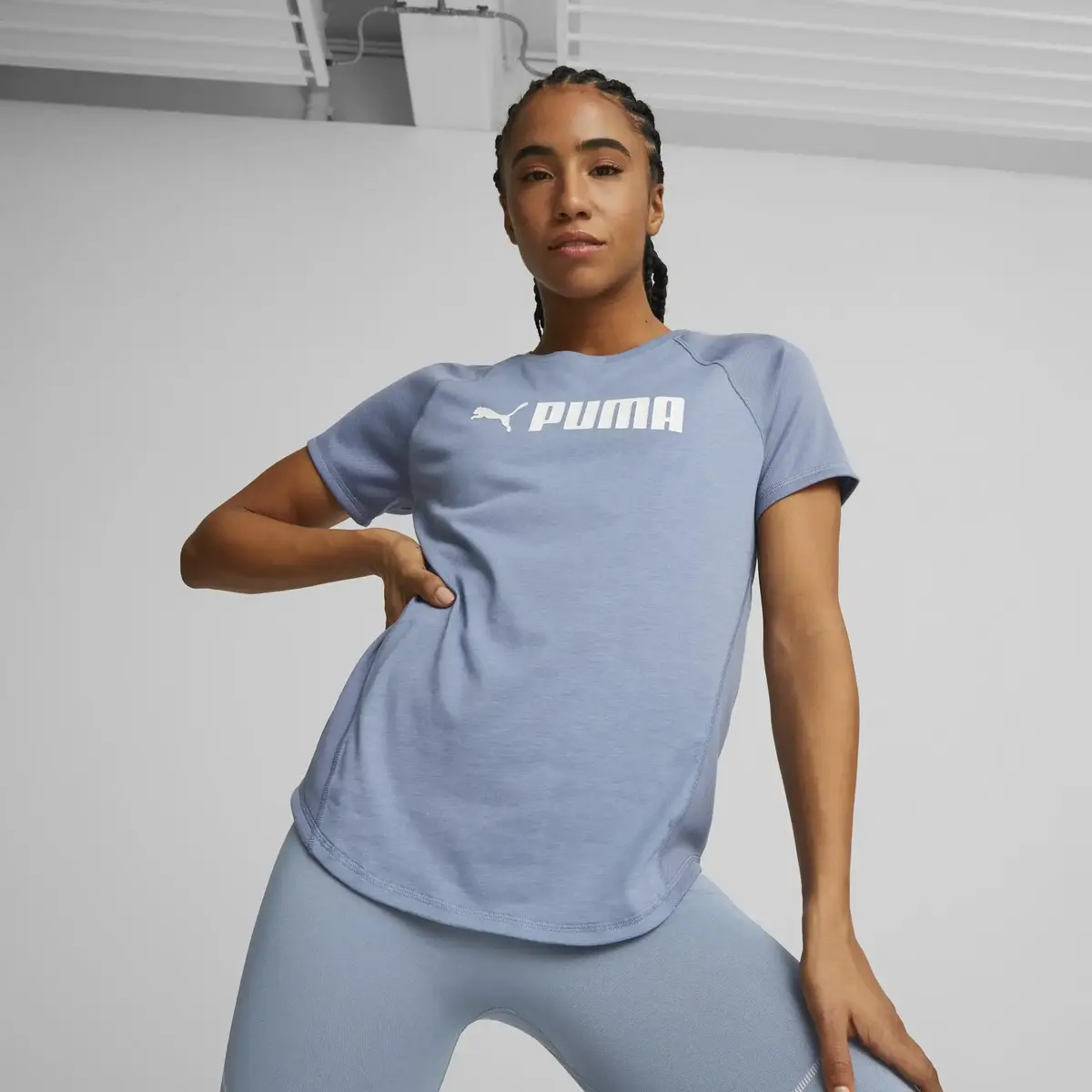 Puma Fit Logo Tee Filtered Ash Kad n Performans T Shirt Fast Spor