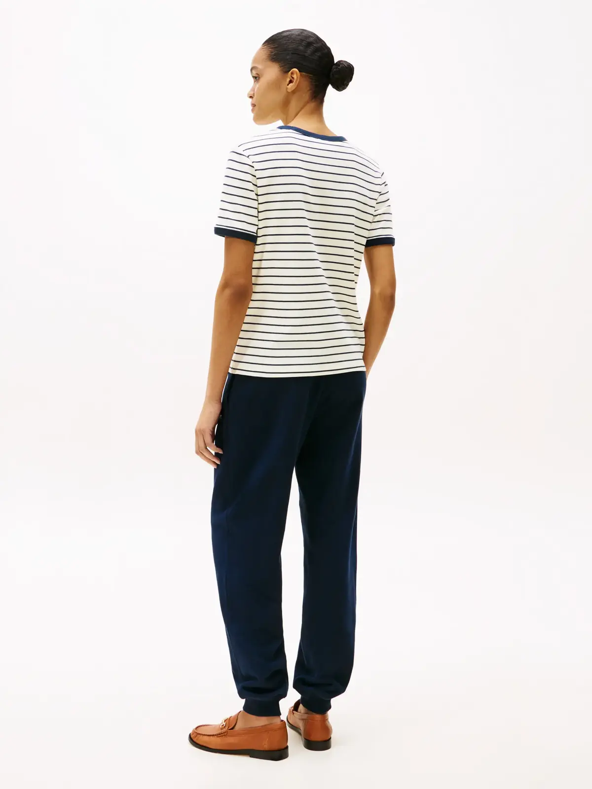 Tommy Hilfiger REG MONOTYPE STRIPE, 0FC Beyaz Kadın T-Shirt & Polo