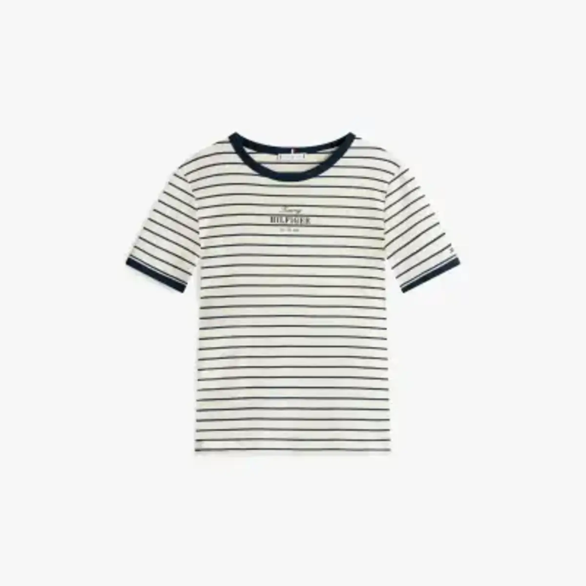 Tommy Hilfiger REG MONOTYPE STRIPE, 0FC Beyaz Kadın T-Shirt & Polo