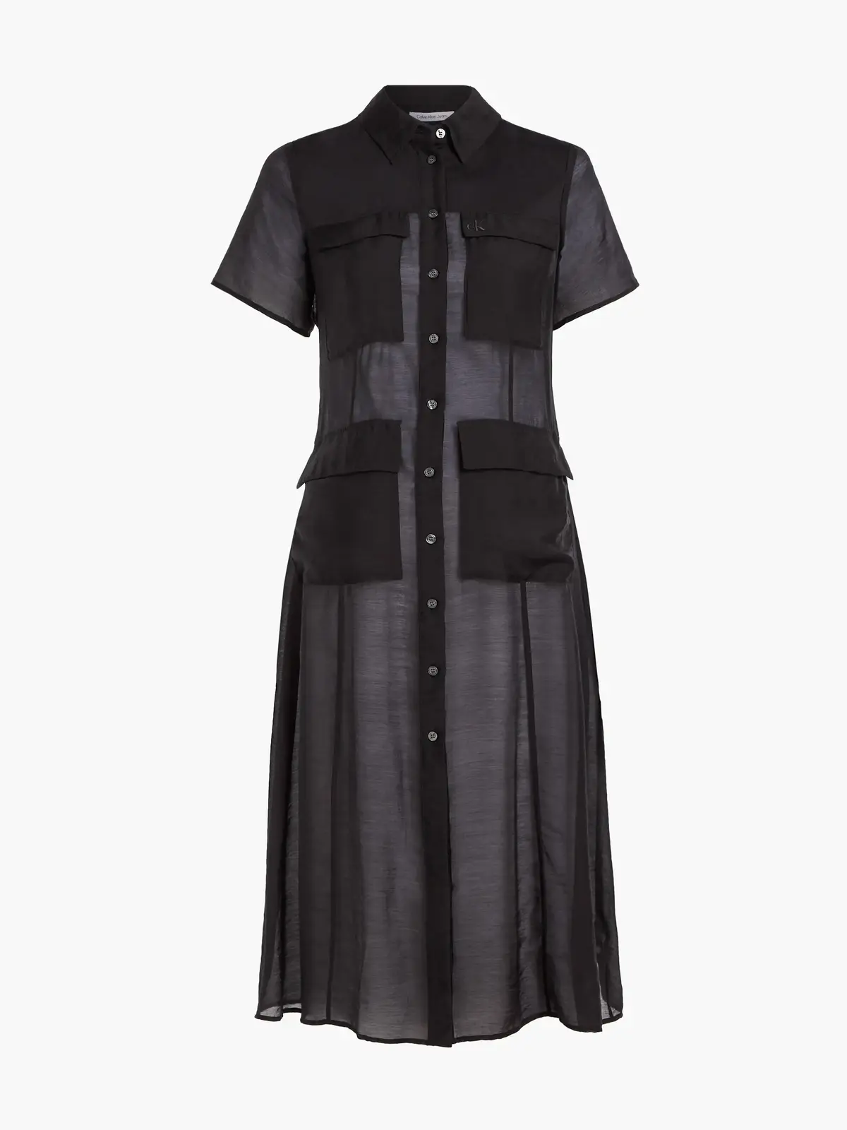 Calvin Klein SHEER SHORT SLEEVE D Kadın Siyah Elbise