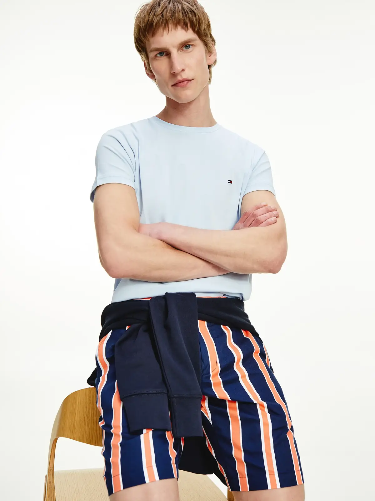 Tommy Hilfiger STRETCH SLIM FIT TEE Erkek Mavi T-Shirt