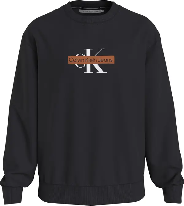 Calvin Klein MONOLOGO STENCIL CRE Erkek Siyah Sweatshirt