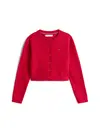 Tommy Hilfiger Sequin Rib-Knit Slim Cardigan Kırmızı Kız Çocuk Hırka