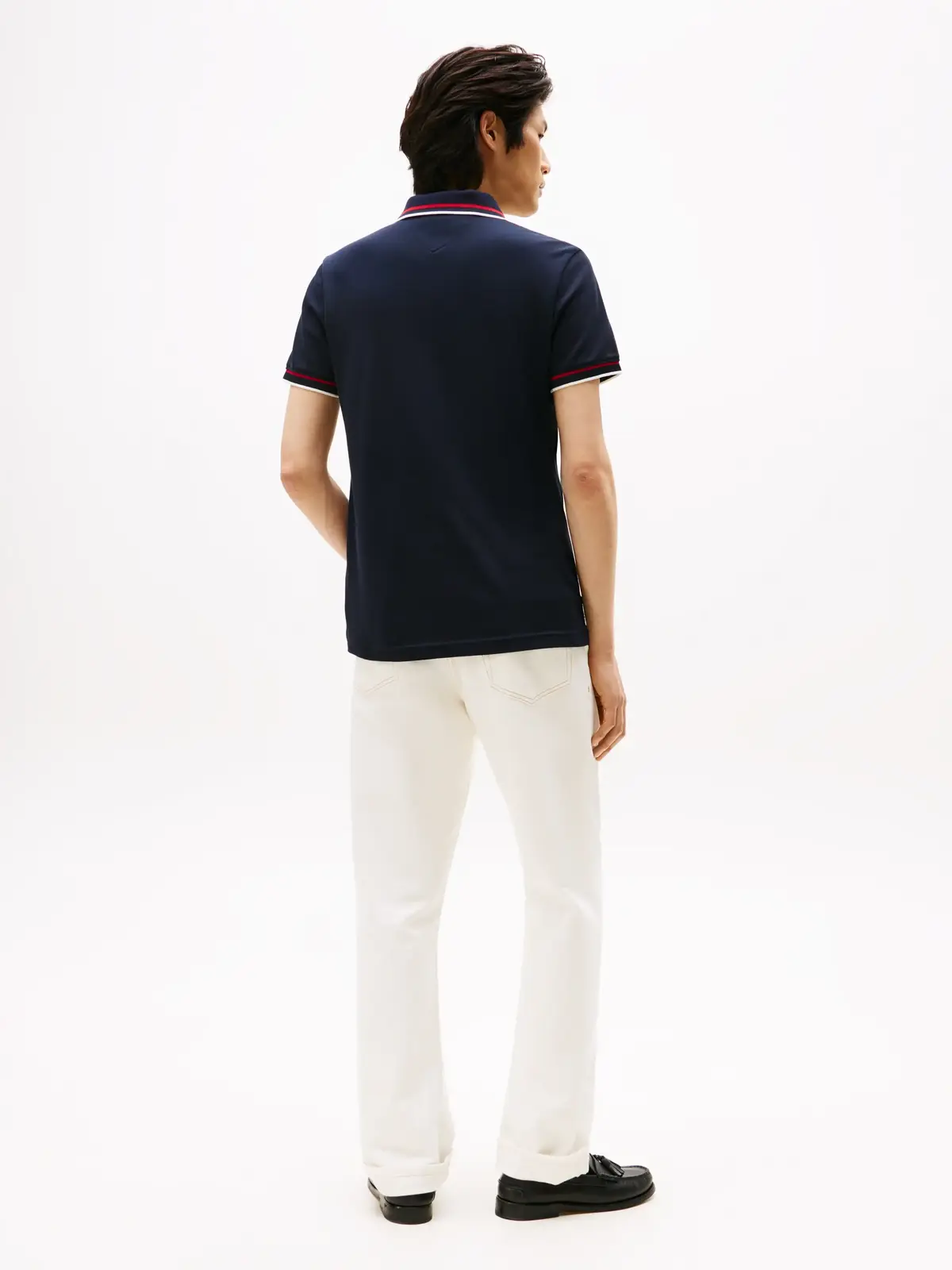 Tommy Hilfiger CUFF INTEREST SLIM F, DW5 Siyah Erkek Polo Yaka T-Shirt
