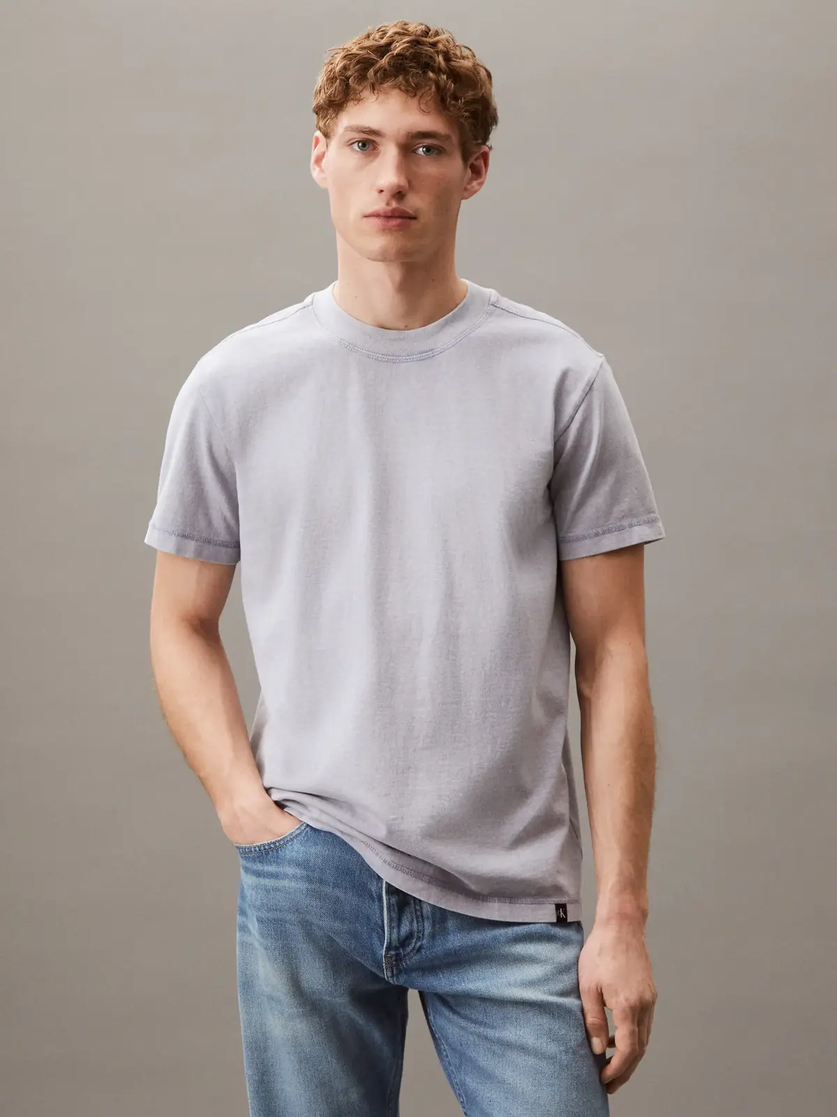 Calvin Klein GARMENT DYE TEE Gri Erkek Tişört