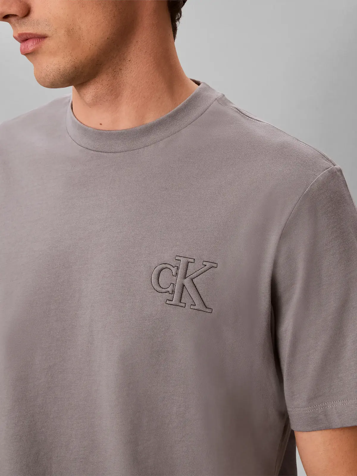 Calvin Klein SS 30S JERSEY EASY Gri Erkek Tişört