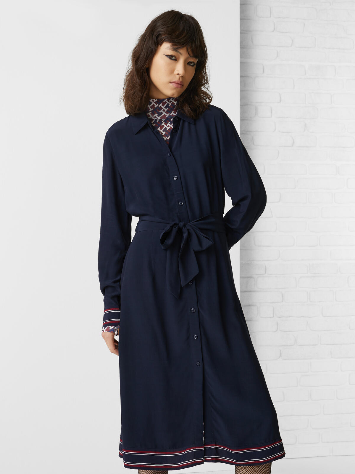 Tommy Hilfiger VIS MONOGRAM SHIRT D Kadın Siyah Elbise