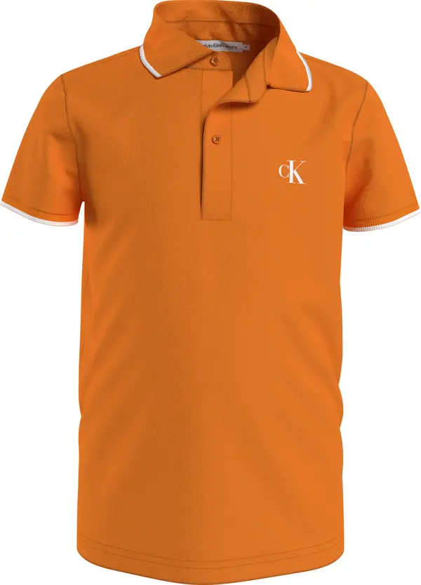Calvin Klein MONOGRAM TIPPING FIT Erkek Turuncu Polo T-Shirt