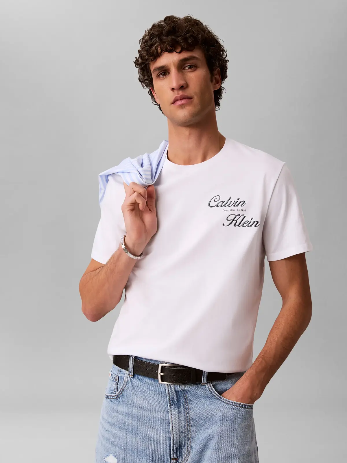Calvin Klein SS 30s EU CALVIN KLE, YAF Beyaz Erkek T-Shirt
