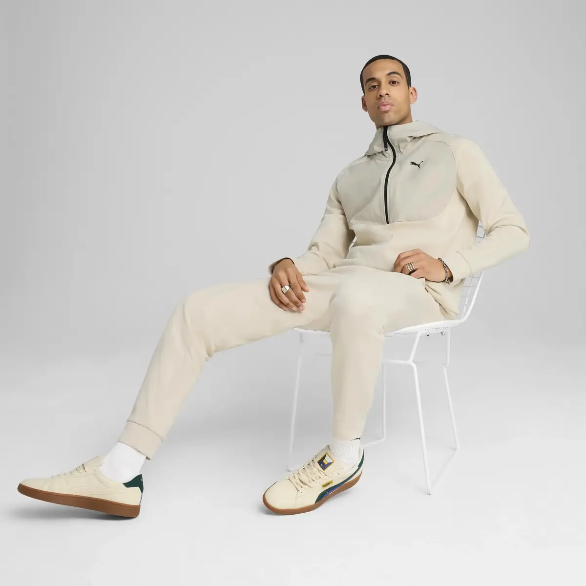 PUMATECH Half-Zip Hoodie Bej Erkek Hoodie