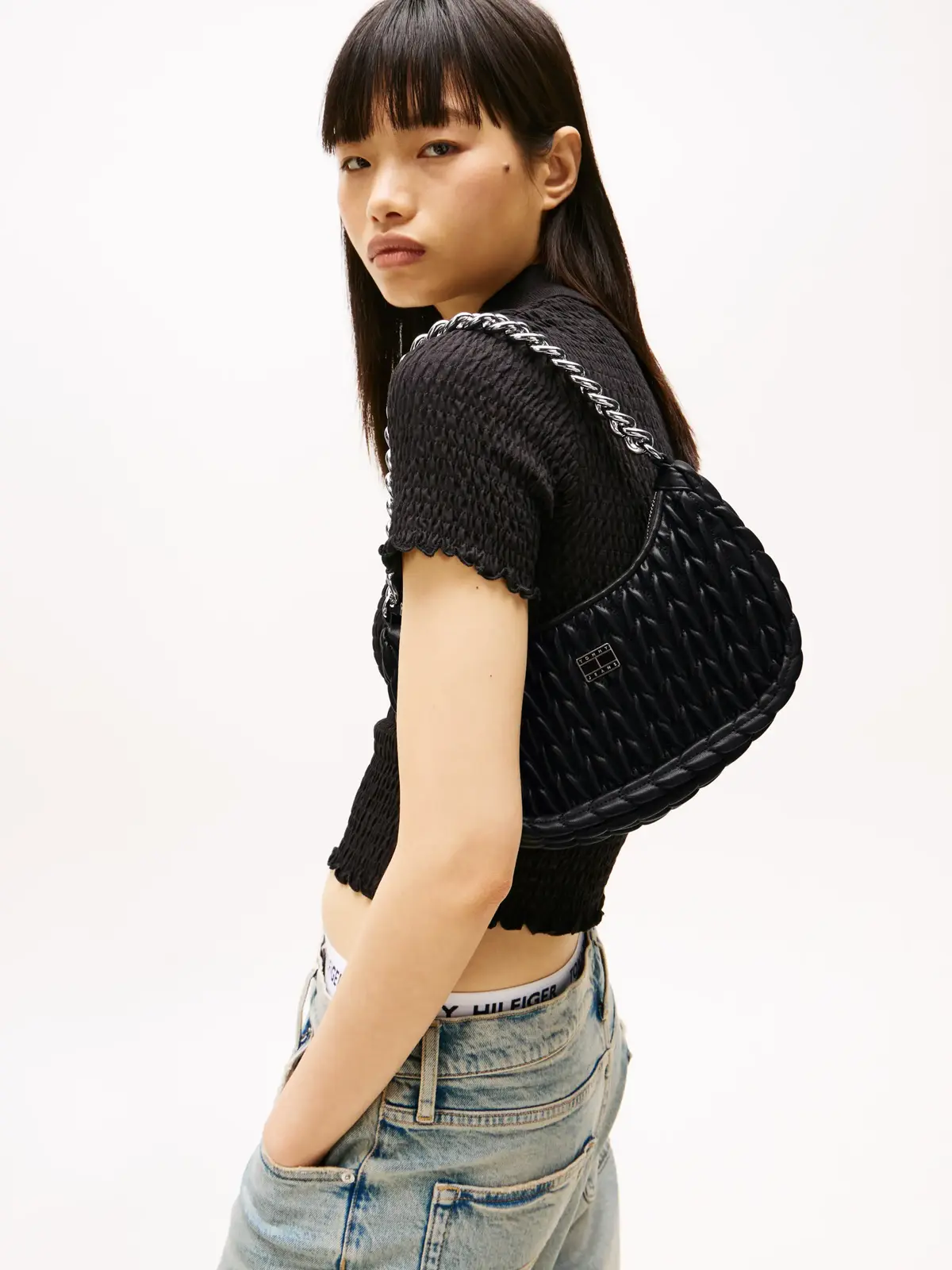 Tommy Hilfiger TJW ICONIC SHOULDER, BDS Siyah Kadın Çanta